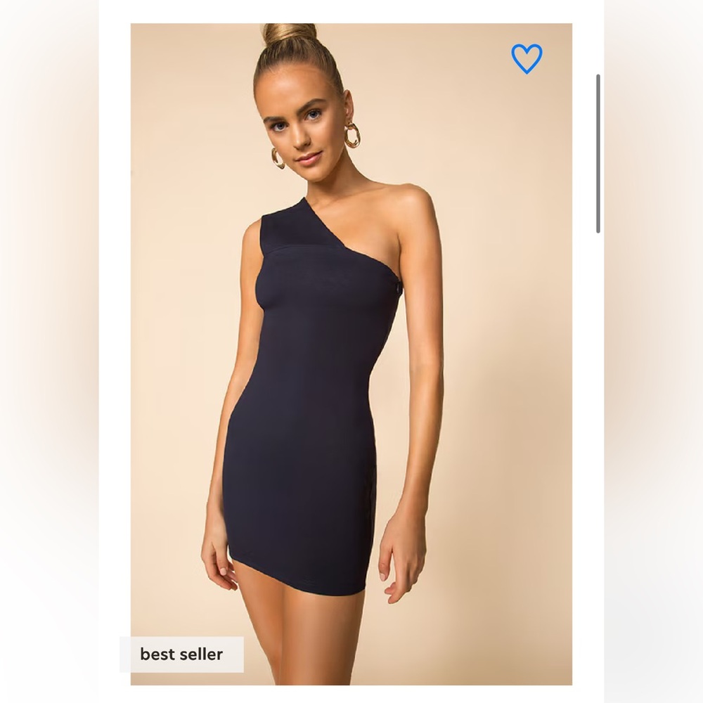 Superdown Asymmetrical Blue Black One-Shoulder Bodycon Dress